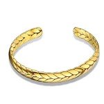 Carweilon Stainless Steel Open Cuff Bangle Bracelets Antique Retro Reminder Inspiration for Men Women's (Gold)