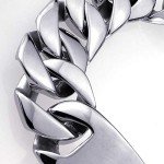 Ahappy B190/191 24mm 21.5cm Huge Gold or Silver Finish Round Curb 316L Stainless Steel Bracelet Mens Chain (Silver Tone)