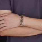 Qiaonitu 16mm Heavy Mens Motorcycle Bike Biker Chain Bracelet of Stainless Steel Two-Tone High Polished (Gold Silver)
