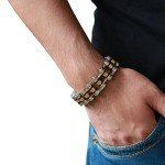 Qiaonitu 16mm Heavy Mens Motorcycle Bike Biker Chain Bracelet of Stainless Steel Two-Tone High Polished (Gold Silver)