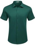 COOFANDY Lake Green Short Sleeve Dress Shirt