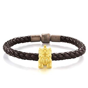 Chow Sang Sang 999 24K Solid Gold Wade-Giles Pixiu Noir Charm Bracelet for Men & Women 86330C