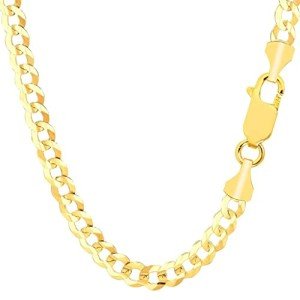 TheDiamondDeal Mens Solid 14K Yellow Gold Or White Gold 5.7mm Shiny Cuban Comfort Curb Chain Necklace For men for Pendants Or Bracelet with Lobster-Claw Clasp (8.5", 20", 22", 24", 26" or 30 inch)…