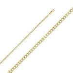 The Diamond Deal Mens Solid TwoTone 14K Yellow Gold Shiny Diamond-Cut Cuban Comfort Curb Chain Bracelet For men with Lobster-Claw Clasp (7" or 8.5 inch)