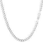 The Diamond Deal Mens Solid 14K Yellow Gold Or White Gold 3.6mm Shiny Cuban Comfort Curb Chain Necklace For men for Pendants and Or Bracelet with Lobster-Claw Clasp (24" And yellow-gold), 24, Gold