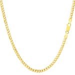 The Diamond Deal Mens Solid 14K Yellow Or White Gold 2.6mm Shiny Cuban Comfort Curb Chain Necklace For men for Pendants Or Bracelet with Lobster-Claw Clasp (10",16", 18", 20" or 24 inch), Gold