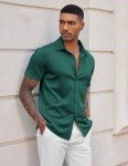 COOFANDY Lake Green Short Sleeve Dress Shirt