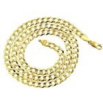 The Diamond Deal Mens Solid 14K Yellow Or White Gold 2.6mm Shiny Cuban Comfort Curb Chain Necklace For men for Pendants Or Bracelet with Lobster-Claw Clasp (10",16", 18", 20" or 24 inch), Gold