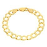 Nuragold 14k Yellow Gold 10mm Solid Cuban Curb Link Chain Bracelet, Mens Jewelry Lobster Clasp 8" 8.5" 9", Metal, false