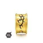 CHOW SANG SANG 999 24K Solid Gold Flying Dragon Tattoo Noir Charm Bracelet for Men & Women 86641C, 5.7', (19 CM), Metal