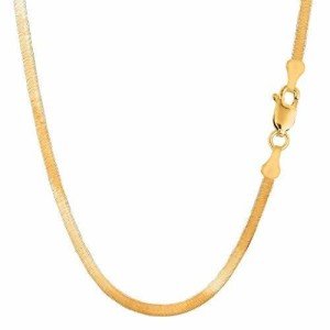 14K SOLID Yellow Gold 3mm or 4mm or 5mm or 6mm Shiny Imperial Herringbone Chain Necklace or Bracelet for Pendants and Charms with Lobster-Claw Clasp for Women Men(7", 8", 16", 18", 20" or 24 inch), Gold