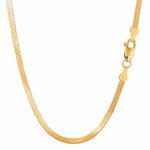 14K SOLID Yellow Gold 3mm or 4mm or 5mm or 6mm Shiny Imperial Herringbone Chain Necklace or Bracelet for Pendants and Charms with Lobster-Claw Clasp for Women Men(7", 8", 16", 18", 20" or 24 inch), Gold