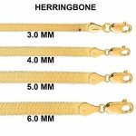 14K SOLID Yellow Gold 3mm or 4mm or 5mm or 6mm Shiny Imperial Herringbone Chain Necklace or Bracelet for Pendants and Charms with Lobster-Claw Clasp for Women Men(7", 8", 16", 18", 20" or 24 inch),