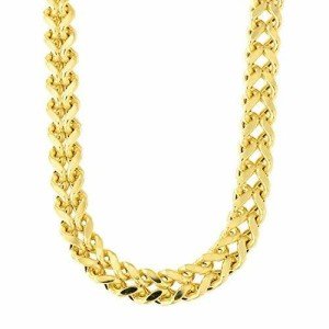 14k REAL Yellow Gold 6.4mm Shiny Diamond-Cut Square Franco Chain Necklace Or Bracelet for Pendants and Charms with Lobster-Claw Clasp (9", 24" or 26 inch) Mens Solid Franco Chains Jewelry, 9 Inches, Metal