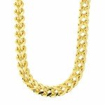 14k REAL Yellow Gold 6.4mm Shiny Diamond-Cut Square Franco Chain Necklace Or Bracelet for Pendants and Charms with Lobster-Claw Clasp (9", 24" or 26 inch) Mens Solid Franco Chains Jewelry, 9 Inches, Metal