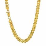 14k REAL Yellow Gold 6.4mm Shiny Diamond-Cut Square Franco Chain Necklace Or Bracelet for Pendants and Charms with Lobster-Claw Clasp (9", 24" or 26 inch) Mens Solid Franco Chains Jewelry, 9 Inches, Metal