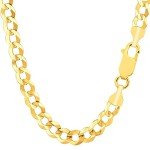 TheDiamondDeal Mens Solid 14K Yellow Gold 7.00mm Shiny Cuban Comfort Curb Cuban Chain Necklace For men for Pendants Or Bracelet with Lobster-Claw Clasp (8.5", 20", 22", 24", or 26 inch)