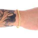 Nuragold 14k Yellow Gold 4mm Solid Rope Chain Diamond Cut Bracelet, Mens Jewelry Lobster Clasp 8" 8.5" 9", Metal, false