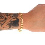 Nuragold 14k Yellow Gold 8.5mm Solid Figaro Chain Link Bracelet, Mens Jewelry 8" 8.5" 9", Metal, false,