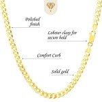 TheDiamondDeal Mens Solid 14K Yellow Gold 7.00mm Shiny Cuban Comfort Curb Cuban Chain Necklace For men for Pendants Or Bracelet with Lobster-Claw Clasp (8.5", 20", 22", 24", or 26 inch)