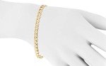 The Diamond Deal Mens Solid 14K Yellow Gold Shiny Cuban Comfort Curb Chain Bracelet with Lobster-Claw Clasp (7",8.5" or 10 inch), Copper,
