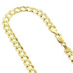 TheDiamondDeal Mens Solid 14K Yellow Gold 7.00mm Shiny Cuban Comfort Curb Cuban Chain Necklace For men for Pendants Or Bracelet with Lobster-Claw Clasp (8.5", 20", 22", 24", or 26 inch)