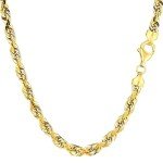 10K SOLID Yellow Gold 2.50mm Shiny Diamond-Cut Solid Rope Chain Necklace for Pendants and Charms and Bracelet with Lobster-Claw Clasp Mens and women’s Rope Chains (7, 8. 9, 16", 18", 20",22" 24" 30")
