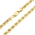 Nuragold 14k Yellow Gold 4mm Solid Rope Chain Diamond Cut Bracelet, Mens Jewelry Lobster Clasp 8" 8.5" 9", Metal, false