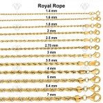 10K SOLID Yellow Gold 2.50mm Shiny Diamond-Cut Solid Rope Chain Necklace for Pendants and Charms and Bracelet with Lobster-Claw Clasp Mens and women’s Rope Chains (7, 8. 9, 16", 18", 20",22" 24" 30")
