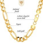10k SOLID Yellow Gold 4.5mm Diamond-Cut Alternate Classic Mens Figaro Chain Necklace Or Bracelet/Foot Anklet for Pendants and Charms with Lobster-Claw Clasp (7", 8" , 18", 20" , 22" , 24" or 30 inch)