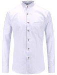 Men's Long Sleeve Collarless Oxford Shirt - White