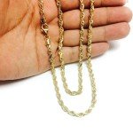 10K SOLID Yellow Gold 2.50mm Shiny Diamond-Cut Solid Rope Chain Necklace for Pendants and Charms and Bracelet with Lobster-Claw Clasp Mens and women’s Rope Chains (7, 8. 9, 16", 18", 20",22" 24" 30")