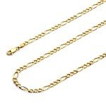 14k Yellow Gold Men's 4mm Figaro 3+1 Concave Solid Chain Bracelet with Lobster Claw Clasp - 7.5"