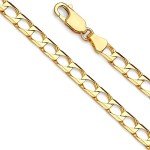 14k Yellow Gold Solid Men's 4mm Square Cuban Curb Chain Bracelet with Lobster Claw Clasp - 8"