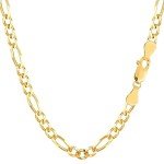 14k SOLID Yellow Or White Gold 3.8mm Diamond-Cut Classic Mens Figaro Chain Necklace Or Bracelet/Foot Anklet for Pendants and Charms with Lobster-Claw Clasp (7", 8",16",18", 20",22",24" 30”), White Gold,