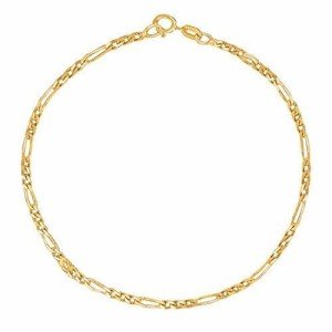 14k SOLID Yellow Or White Gold 6.0mm Diamond-Cut Alternate Classic Mens Figaro Chain Necklace Or Bracelet/Foot Anklet for Pendants and Charms with Lobster-Claw Clasp (7", 8.5",18",20",22", 24"30”)