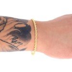 Nuragold 14k Yellow Gold 3mm Solid Rope Chain Diamond Cut Bracelet, Mens Womens Lobster Clasp 7" 7.5" 8" 8.5" 9", 8 inches, Metal, false