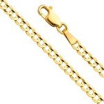 14k Yellow Gold Men's 5.5mm Cuban Concave Curb Solid Chain Bracelet with Lobster Claw Clasp - 8"