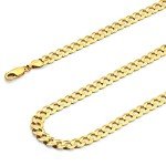 14k Yellow Gold Men's 5.5mm Cuban Concave Curb Solid Chain Bracelet with Lobster Claw Clasp - 8"
