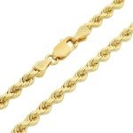Nuragold 14k Yellow Gold 3mm Solid Rope Chain Diamond Cut Bracelet, Mens Womens Lobster Clasp 7" 7.5" 8" 8.5" 9", 8 inches, Metal, false