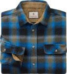 Men's Cobalt Plaid Flannel Shirt with Corduroy Cuffs