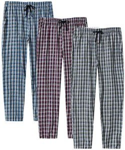 MoFiz Men's Pajama Bottoms Sleep Pants Comfy Cotton Pj Pants With Pockets 3 Pack M