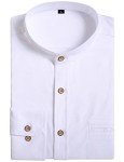 Men's Long Sleeve Collarless Oxford Shirt - White