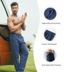 DAVID ARCHY Men's 2 Pack Soft Cotton Pajama Pants Lounge Wear Long PJs Bottoms (Iron Gate+Moonlight Blue,L)