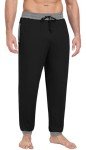 PrinStory Men's Pajama Pants Soft Lightweight Elastic Waist Drawstring Lounge Pj Bottoms PJ Black Large