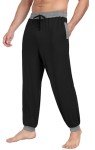 PrinStory Men's Pajama Pants Soft Lightweight Elastic Waist Drawstring Lounge Pj Bottoms PJ Black Large