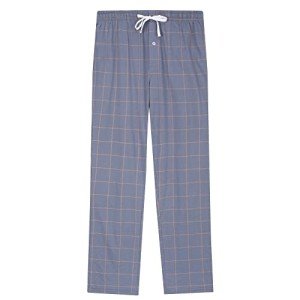 Vulcanodon Mens Cotton Pajama Pants, Lightweight Sleep Pants with Pockets Soft Lounge Pajama Pants for Men Plaid Pj Bottoms(Iron Gray-Plaid, XL)