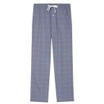 Vulcanodon Mens Cotton Pajama Pants, Lightweight Sleep Pants with Pockets Soft Lounge Pajama Pants for Men Plaid Pj Bottoms(Iron Gray-Plaid, XL)
