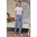 Vulcanodon Mens Cotton Pajama Pants, Lightweight Sleep Pants with Pockets Soft Lounge Pajama Pants for Men Plaid Pj Bottoms(Iron Gray-Plaid, XL)