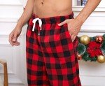 U2SKIIN Mens Pajama Pants Fleece with Pockets Soft Plaid Lounge PJ Bottoms for Men Microfleece(Buffalo Plaid-Red, L)